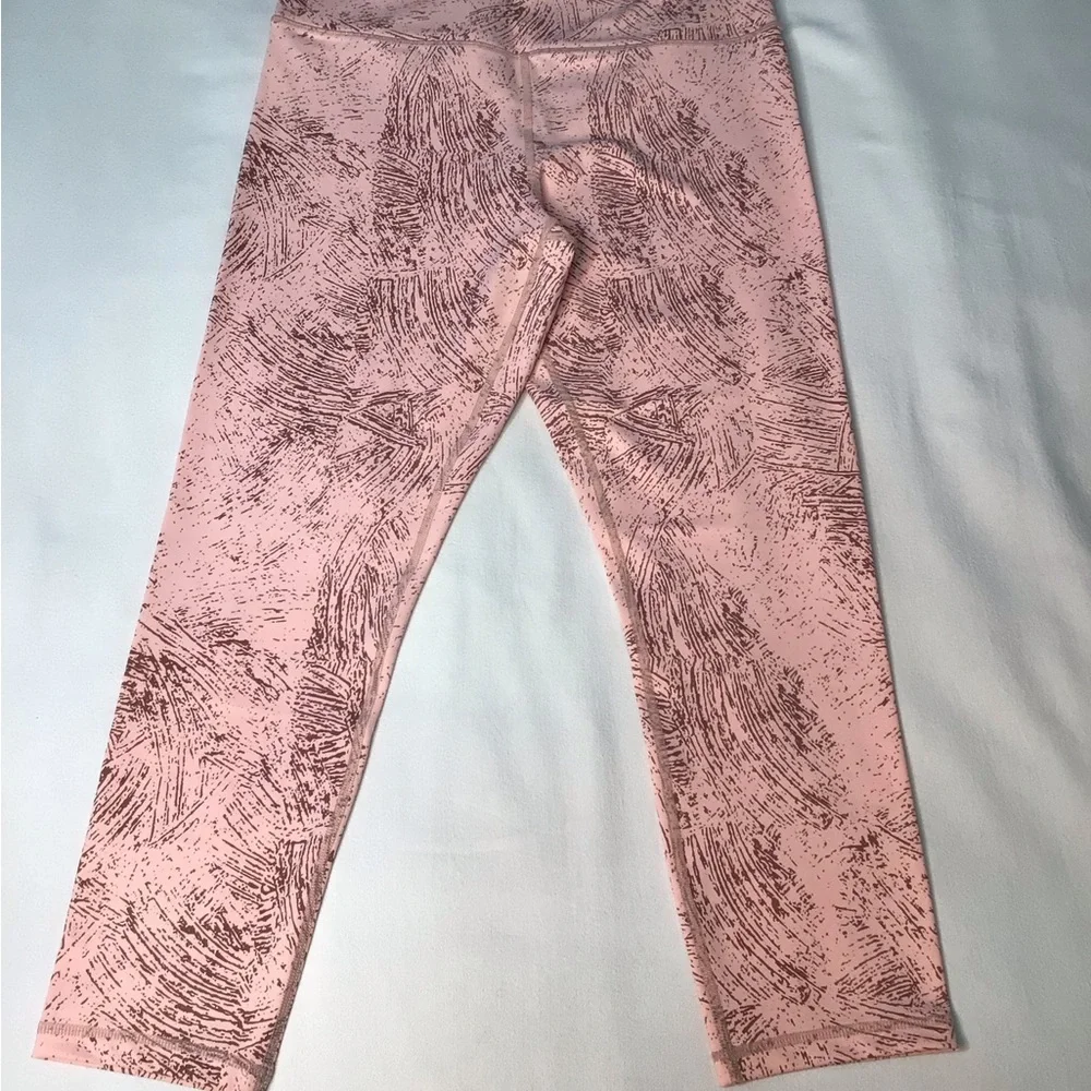 ZYIA Pink Leggings with Textured Pattern and Wide Waistband Women’s Size 12 Silk